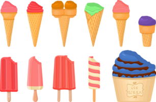 big kit ice cream different types in cone waffle cup png