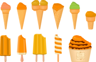big kit ice cream different types in cone waffle cup png