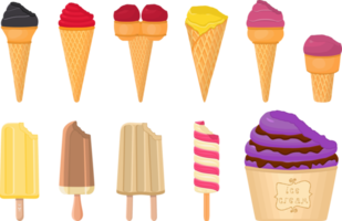 big kit ice cream different types in cone waffle cup png