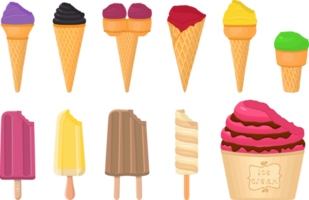 big kit ice cream different types in cone waffle cup png