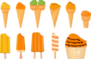 big kit ice cream different types in cone waffle cup png