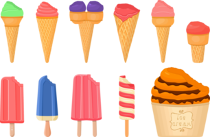 big kit ice cream different types in cone waffle cup png