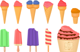 big kit ice cream different types in cone waffle cup png