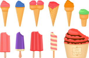 big kit ice cream different types in cone waffle cup png