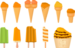 big kit ice cream different types in cone waffle cup png