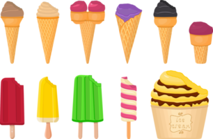big kit ice cream different types in cone waffle cup png
