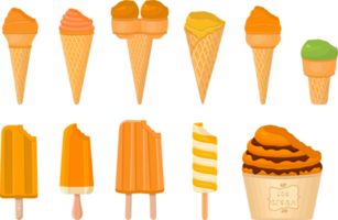 big kit ice cream different types in cone waffle cup png