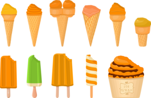 big kit ice cream different types in cone waffle cup png
