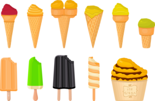 big kit ice cream different types in cone waffle cup png