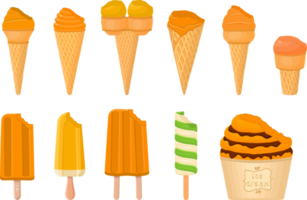 big kit ice cream different types in cone waffle cup png