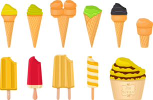 big kit ice cream different types in cone waffle cup png