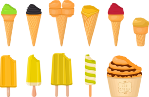 big kit ice cream different types in cone waffle cup png