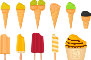 big kit ice cream different types in cone waffle cup png