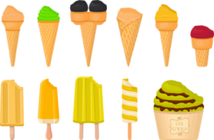 big kit ice cream different types in cone waffle cup png