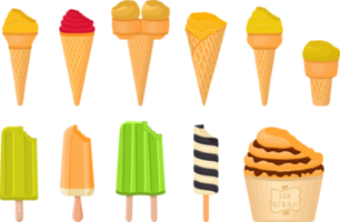 big kit ice cream different types in cone waffle cup png