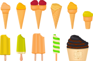 big kit ice cream different types in cone waffle cup png