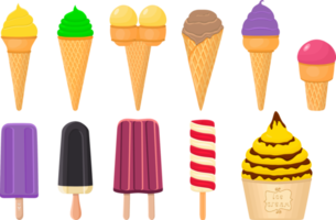 big kit ice cream different types in cone waffle cup png