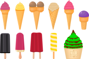 big kit ice cream different types in cone waffle cup png