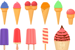 big kit ice cream different types in cone waffle cup png