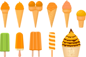 big kit ice cream different types in cone waffle cup png