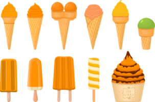 big kit ice cream different types in cone waffle cup png