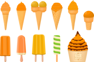 big kit ice cream different types in cone waffle cup png