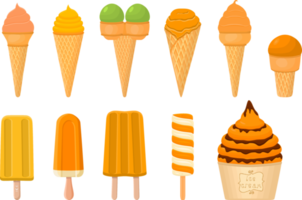 big kit ice cream different types in cone waffle cup png