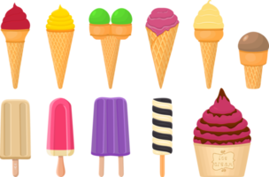 big kit ice cream different types in cone waffle cup png
