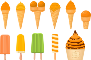 big kit ice cream different types in cone waffle cup png