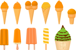 big kit ice cream different types in cone waffle cup png
