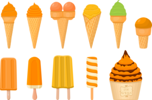 big kit ice cream different types in cone waffle cup png