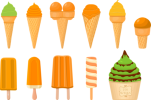 big kit ice cream different types in cone waffle cup png