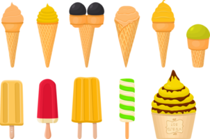 big kit ice cream different types in cone waffle cup png