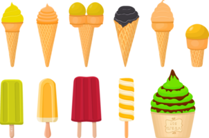 big kit ice cream different types in cone waffle cup png