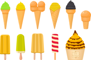 big kit ice cream different types in cone waffle cup png