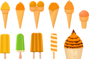 big kit ice cream different types in cone waffle cup png
