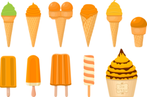 big kit ice cream different types in cone waffle cup png