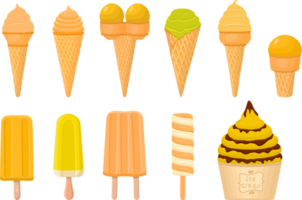 big kit ice cream different types in cone waffle cup png