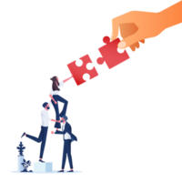 Teamwork metaphor. Business team connecting puzzle elements. Combining two pieces. Symbol of working together, cooperation, partnership. png