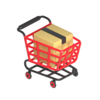 scatola dentro rosso shopping grafico 3d illustrazione png