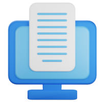 archivo de documento con pantalla de computadora icono 3d estilo minimalista de dibujos animados png