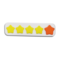 concepto de calificación de 5 estrellas icono aislado representación 3d 1 png