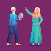 personajes musulmanes masculinos y femeninos vector