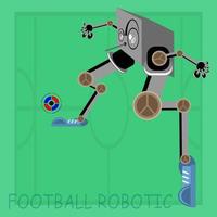 ilustración sobre el diseño de un robot jugando al fútbol vector