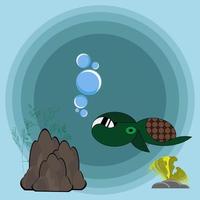 illustration of a turtle design in the ocean. more useful for children vector