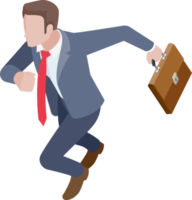 Business man run isometric png