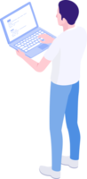 People play computer isometric png