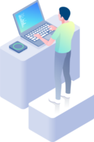 People play computer isometric png