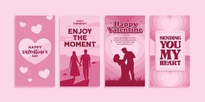 Flat pink instagram story for valentines day celebration vector