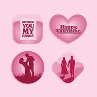 Flat pink label for valentines day celebration vector